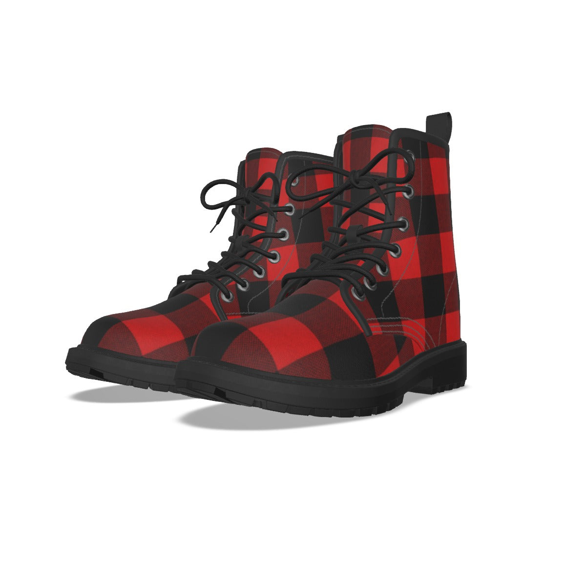 Crimson Check Gothic Combat Boots