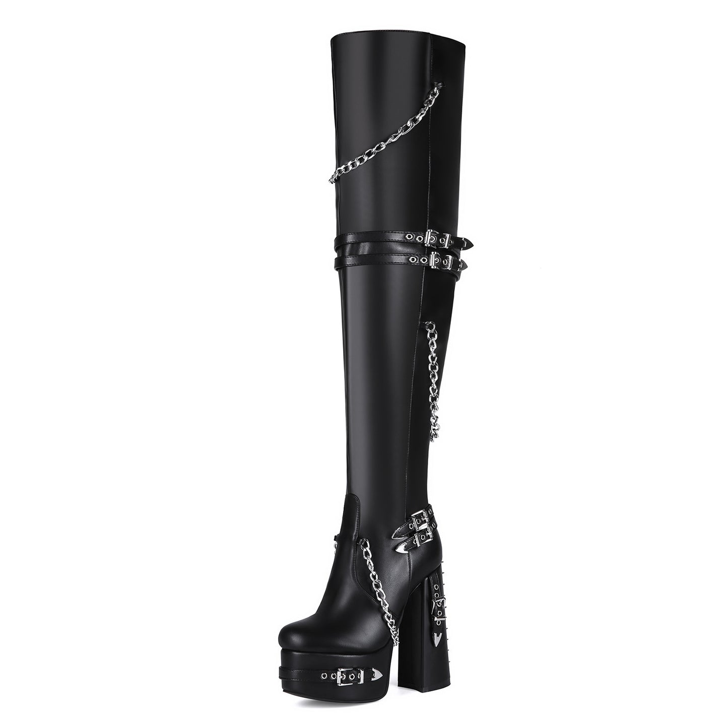 Razor Chain Thigh-High Boots