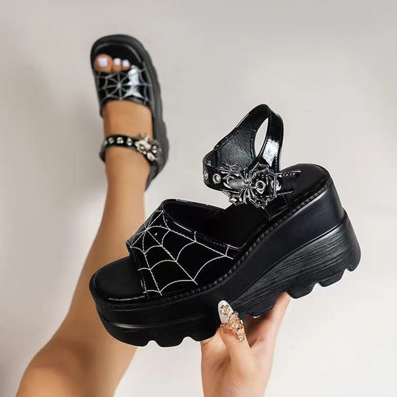 Webbed Venom Platform Sandals