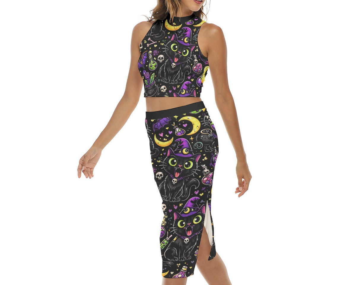 Hex Kitty Split Skirt Set
