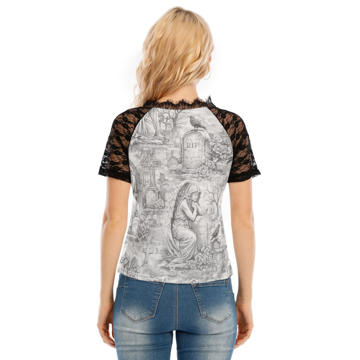 Final Rest Angels Lace V-Neck