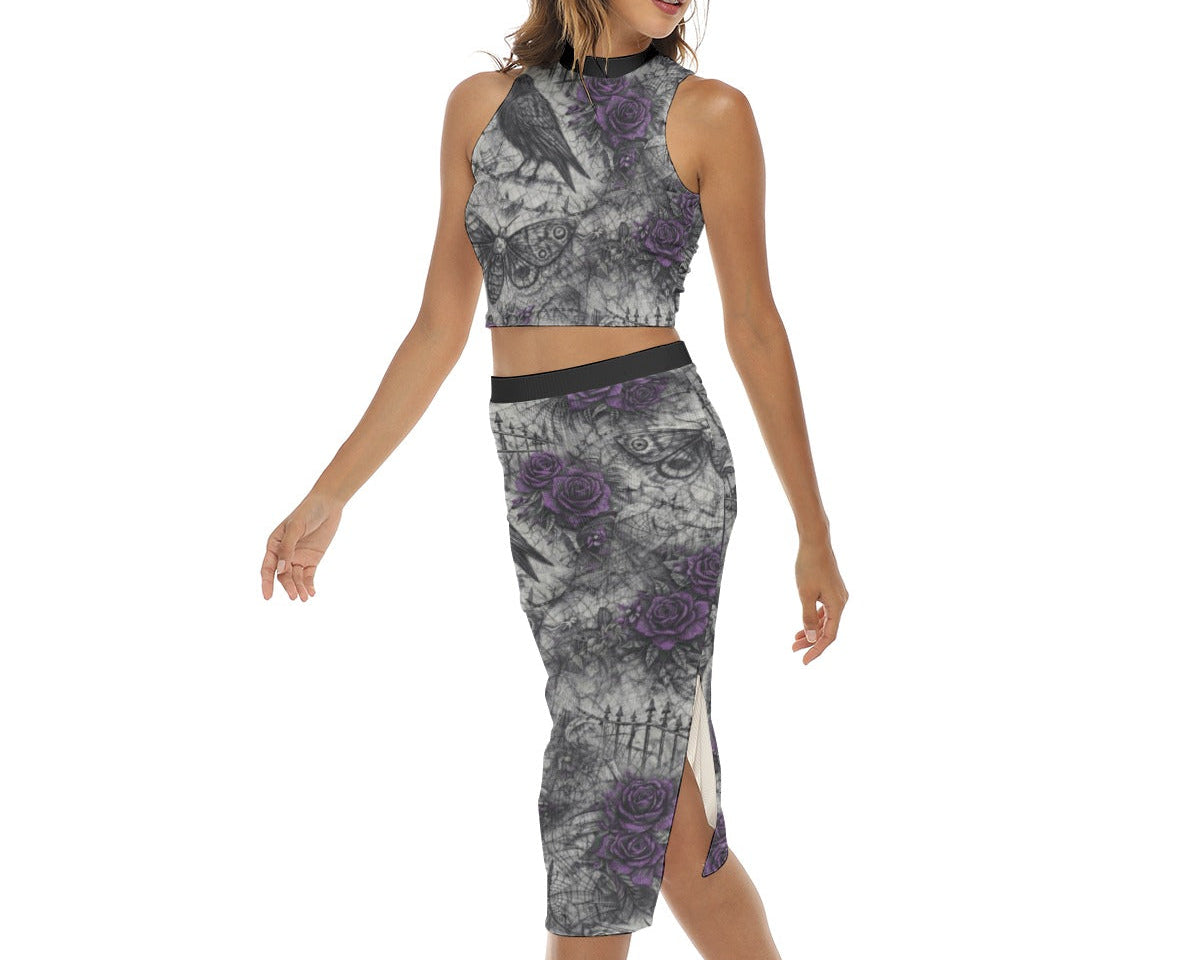 Rose Garden Cemetery Split Skirt Set