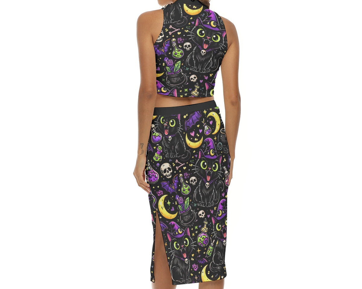 Hex Kitty Split Skirt Set