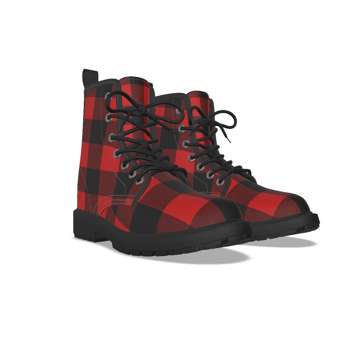 Crimson Check Gothic Combat Boots