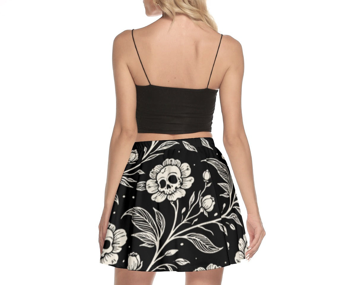 Dark Garden Skull Skater Skirt