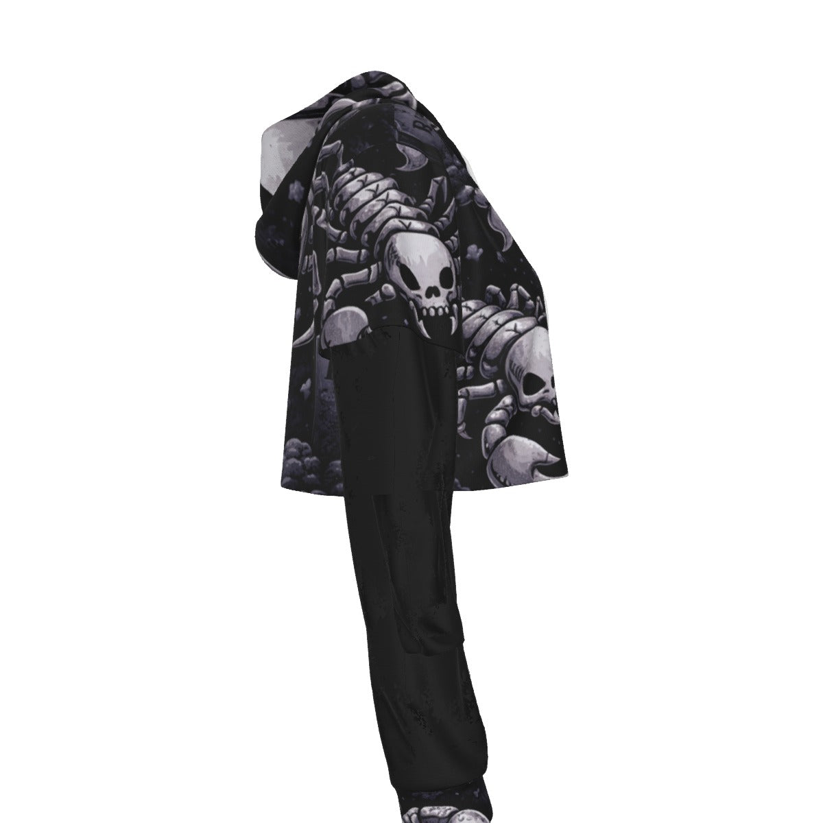 Grim Scorpions Gothic Mesh Sleeve Crop Hoodie