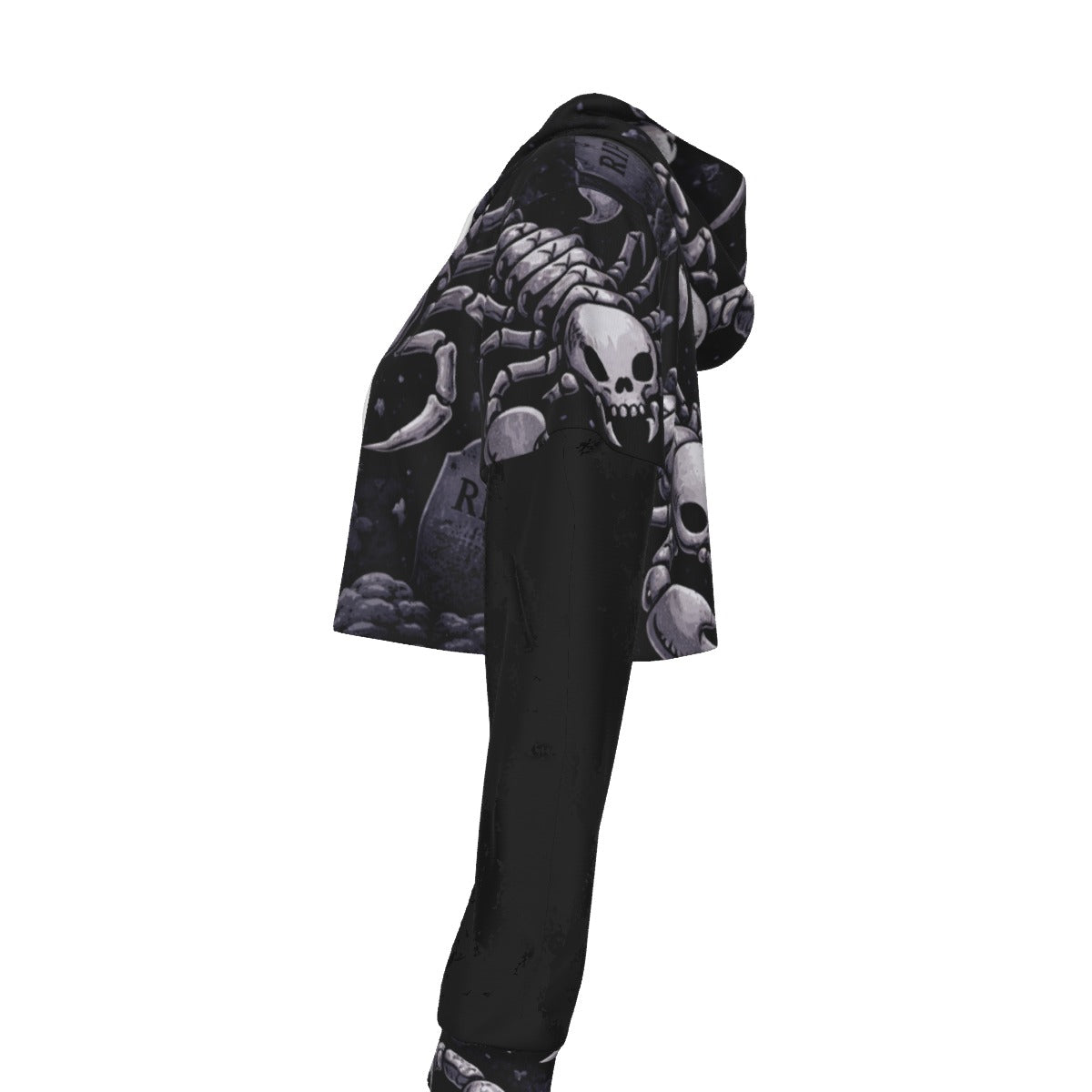 Grim Scorpions Gothic Mesh Sleeve Crop Hoodie