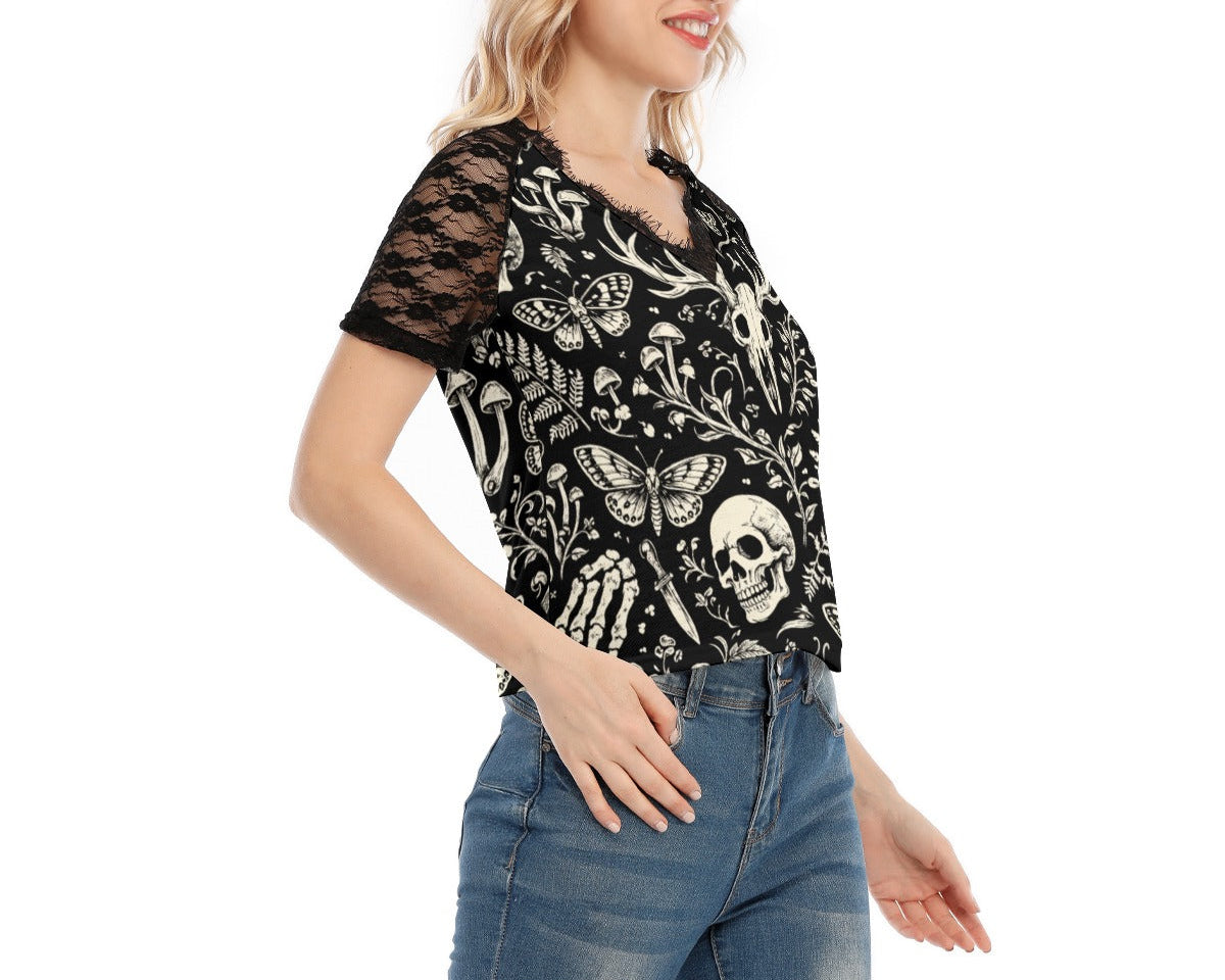 Dark Garden Lace V-Neck