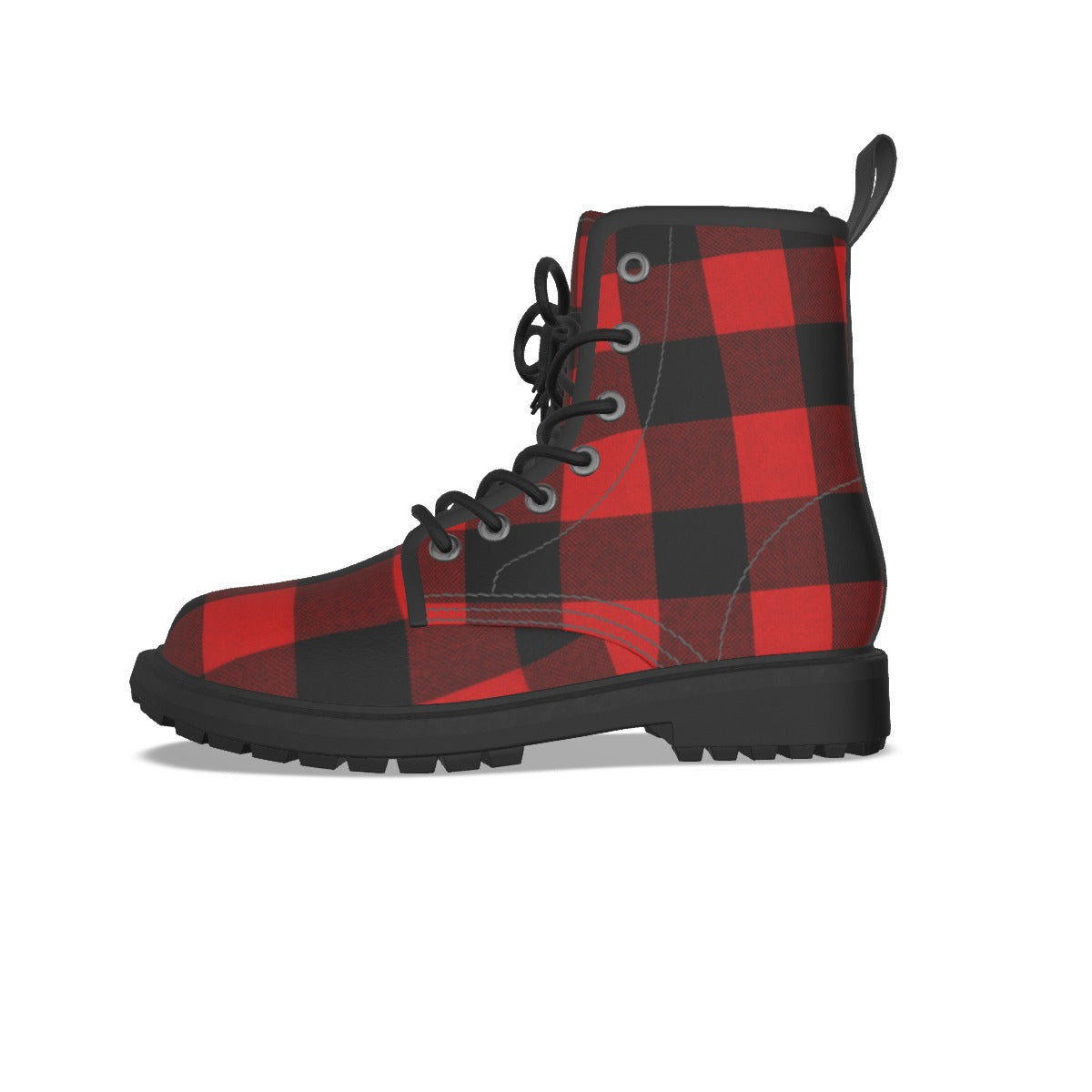 Crimson Check Gothic Combat Boots