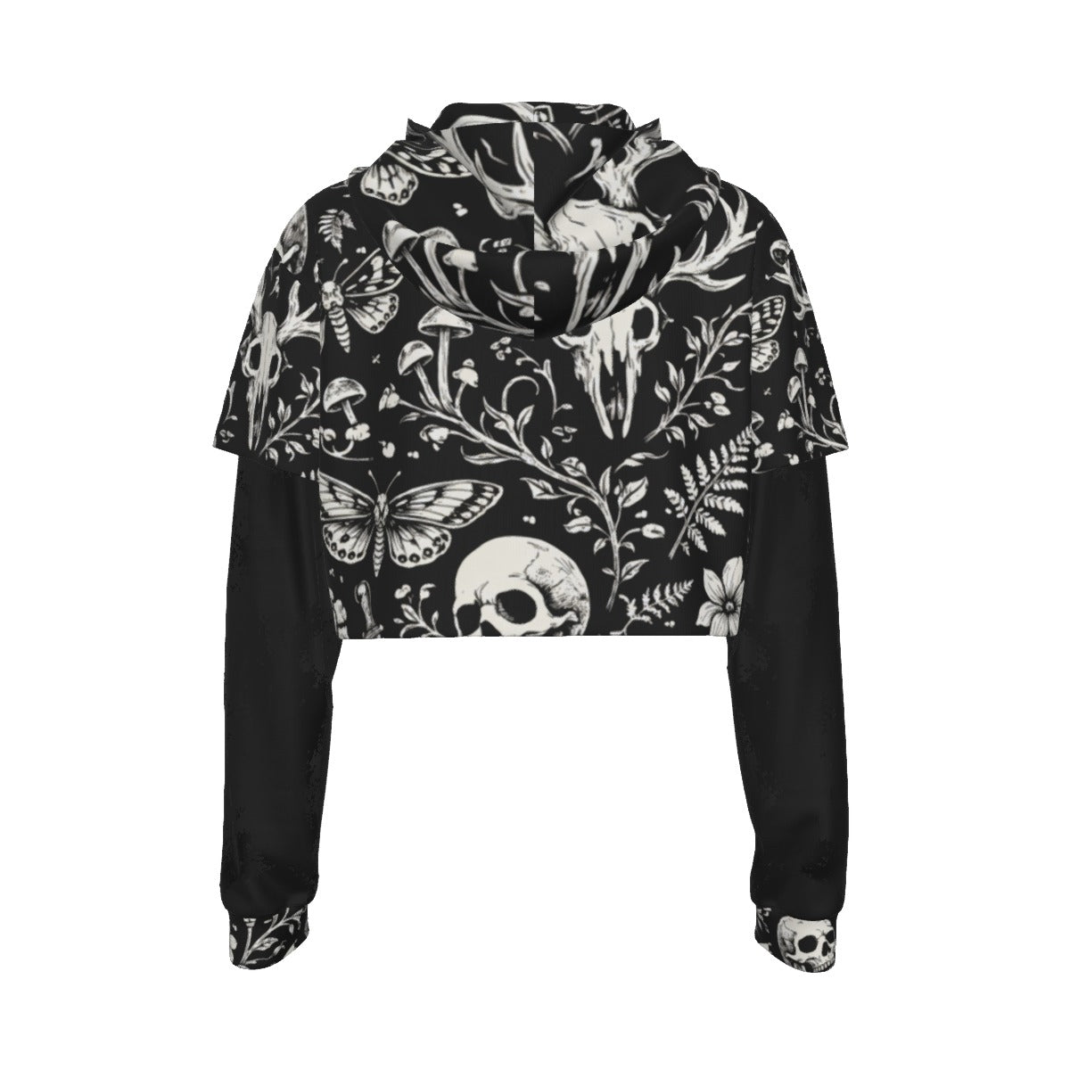 Dark Garden Gothic Mesh Sleeve Crop Hoodie