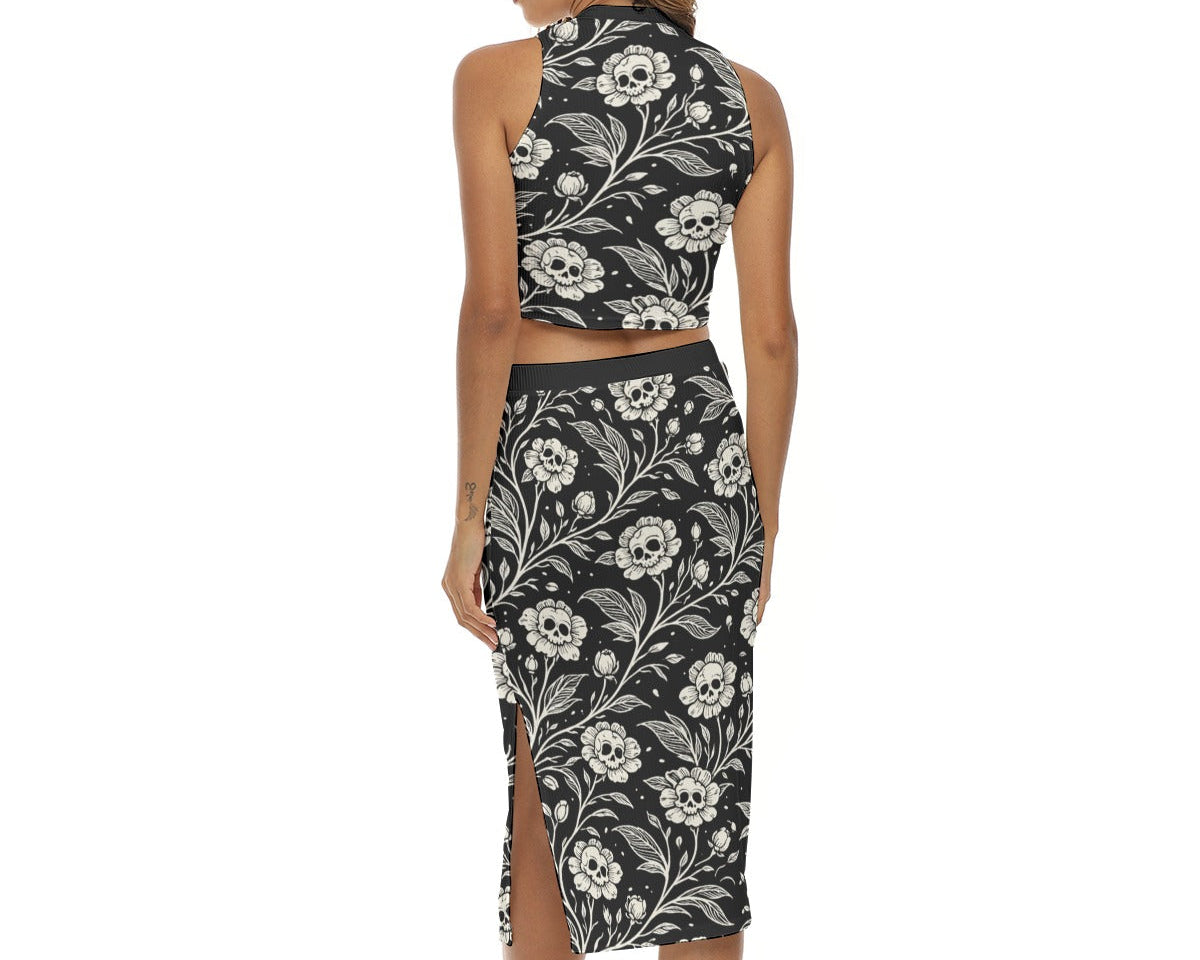 Dark Garden Skull Split Skirt Set