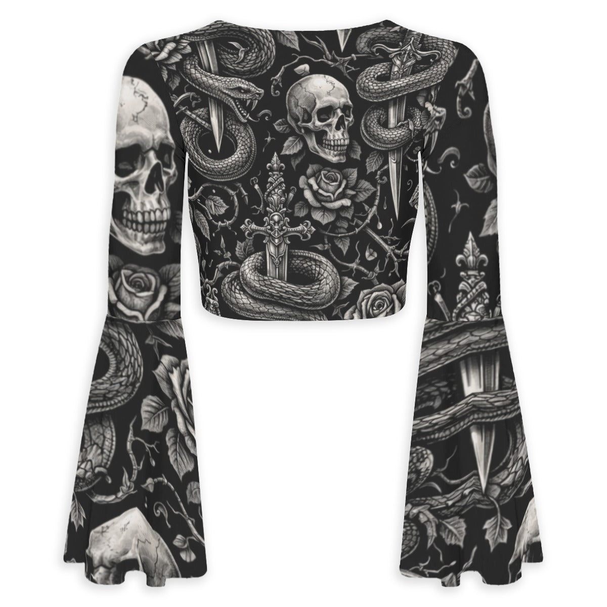 Serpent & Steel Bell Sleeve Crop Top