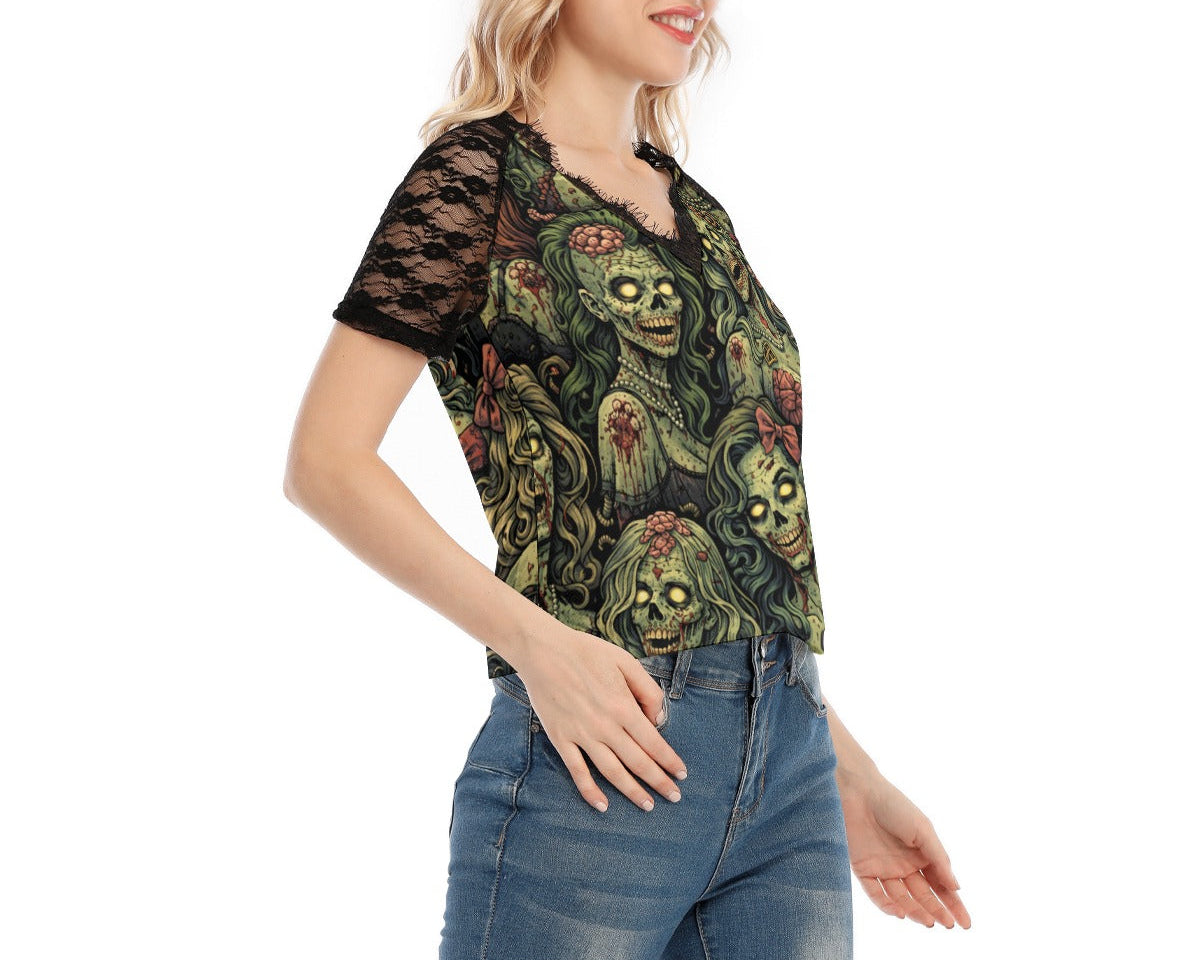 Zombie Sweethearts Lace V-Neck
