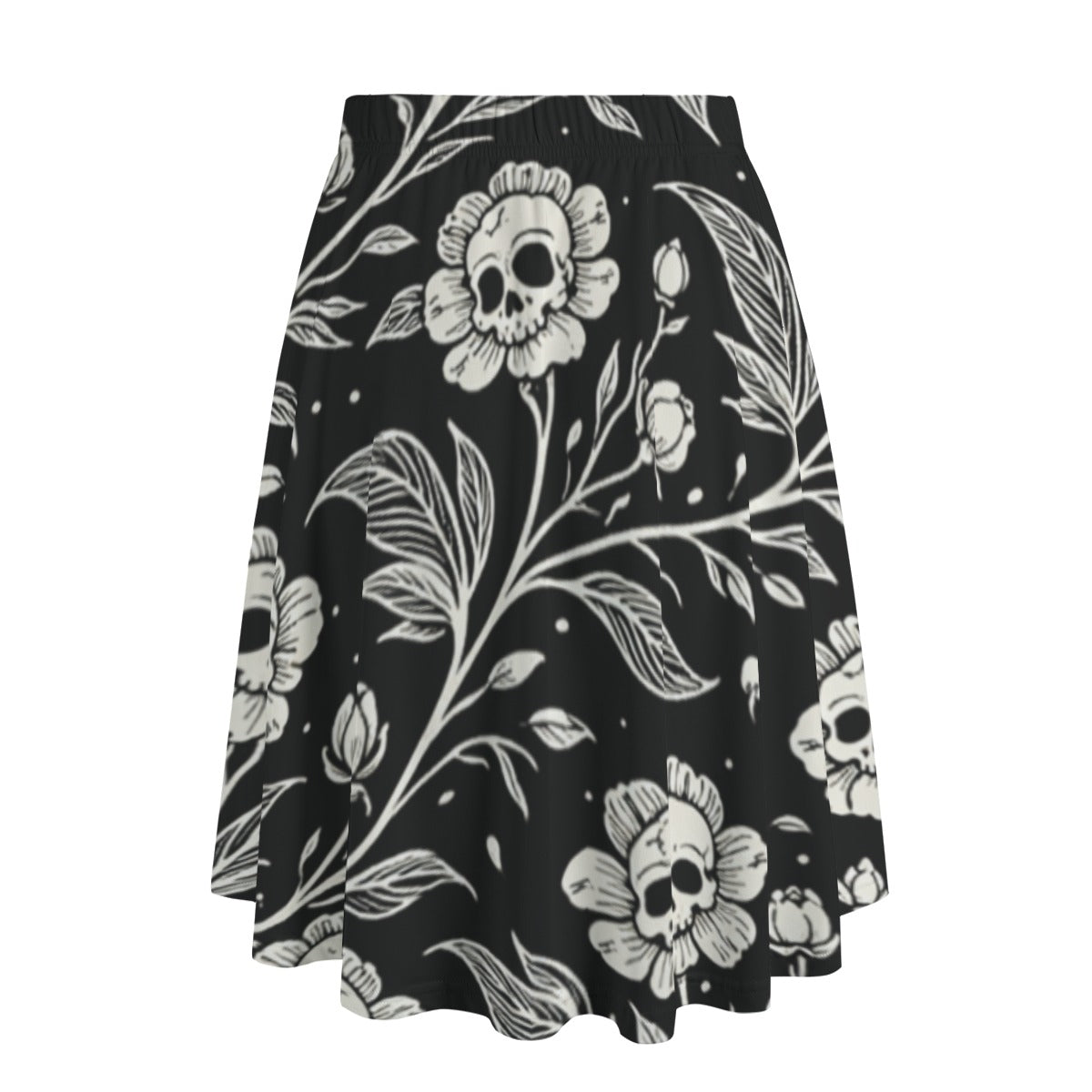 Dark Garden Skull Midi Skirt