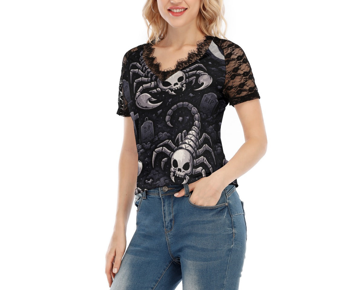 Grim Scorpions Lace V-Neck