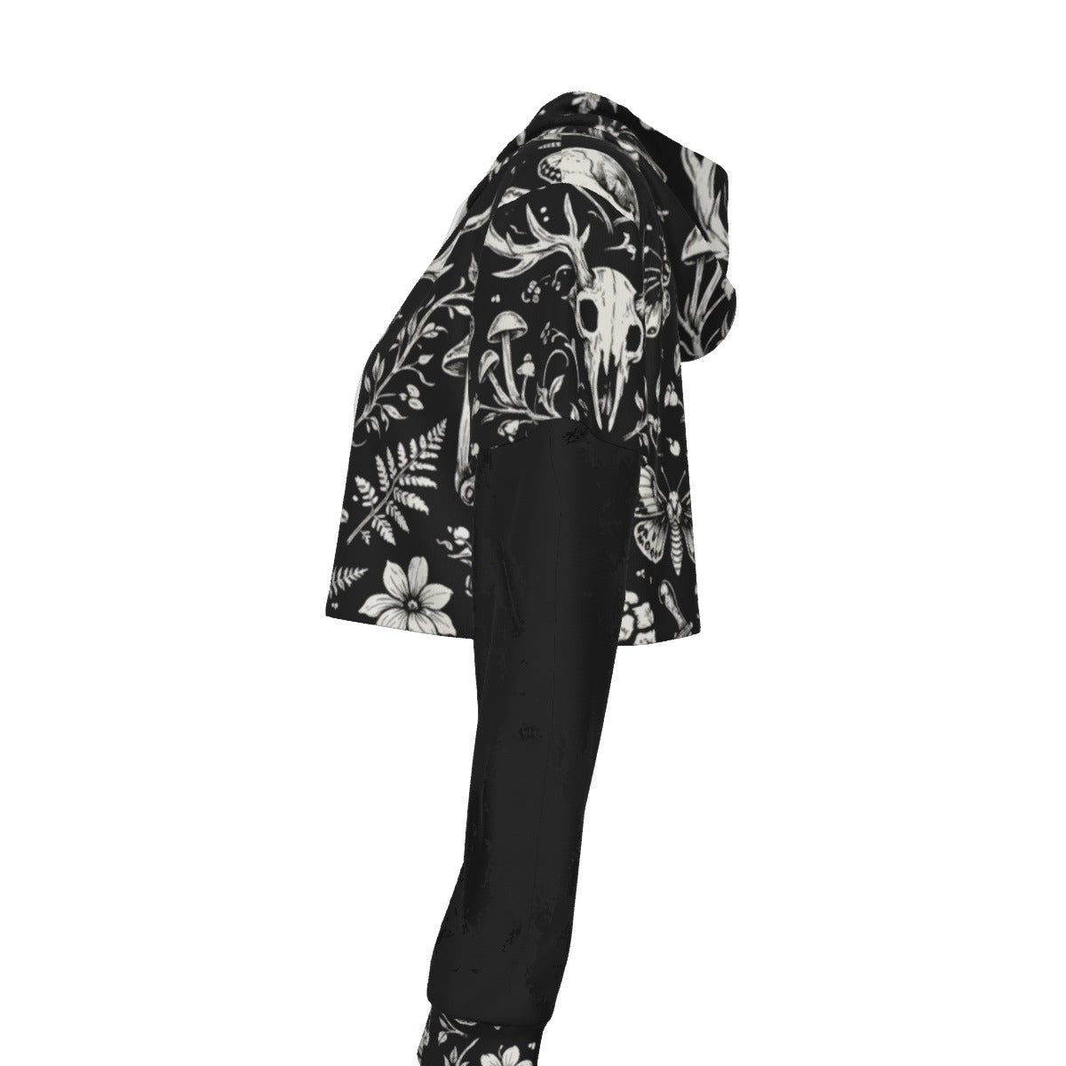 Dark Garden Gothic Mesh Sleeve Crop Hoodie