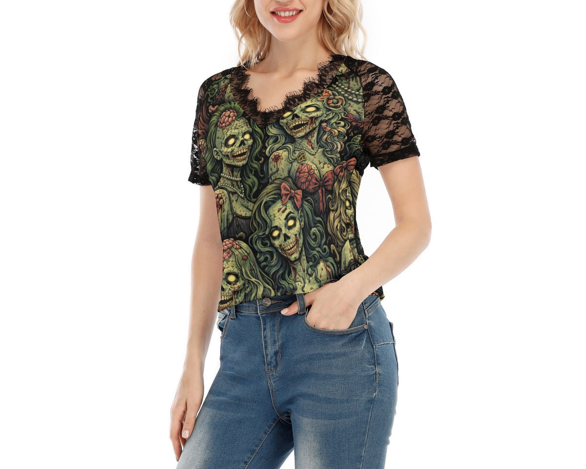 Zombie Sweethearts Lace V-Neck