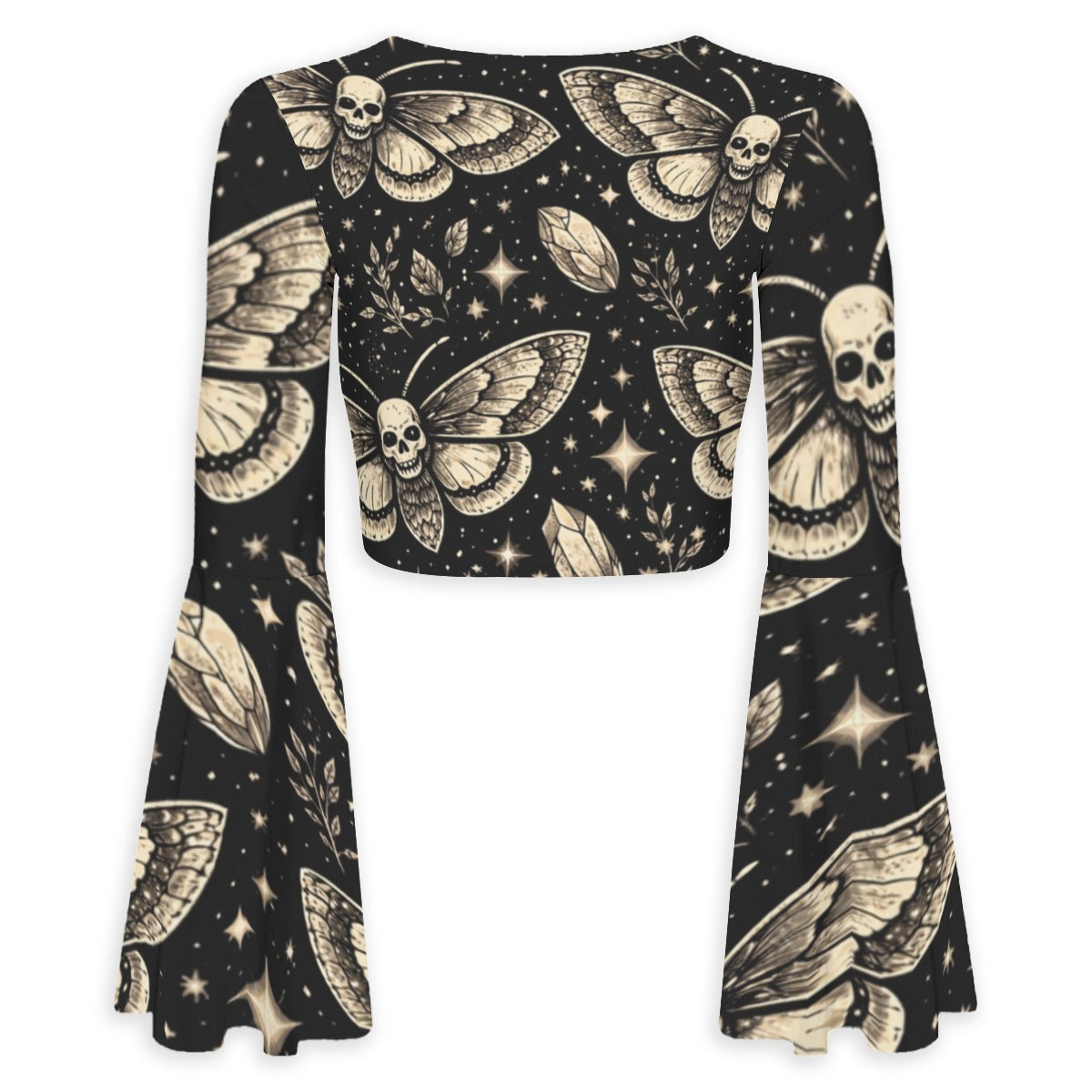 Death Moth Bell Sleeve Crop Top