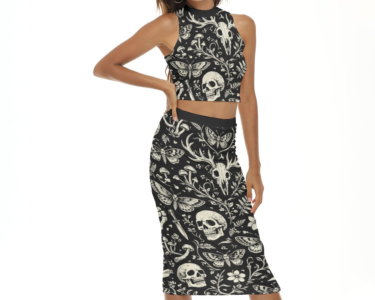 Dark Garden Split Skirt Set