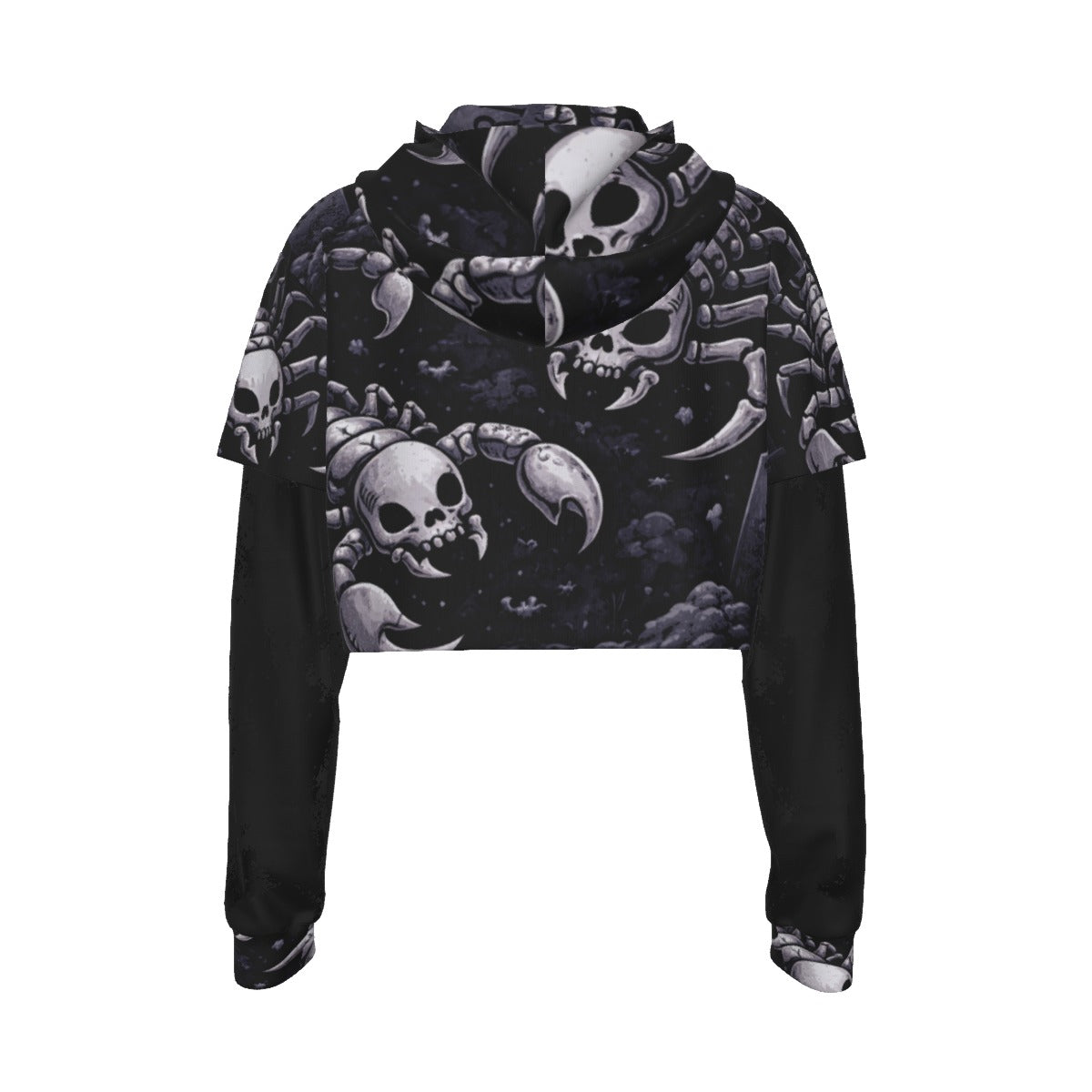 Grim Scorpions Gothic Mesh Sleeve Crop Hoodie