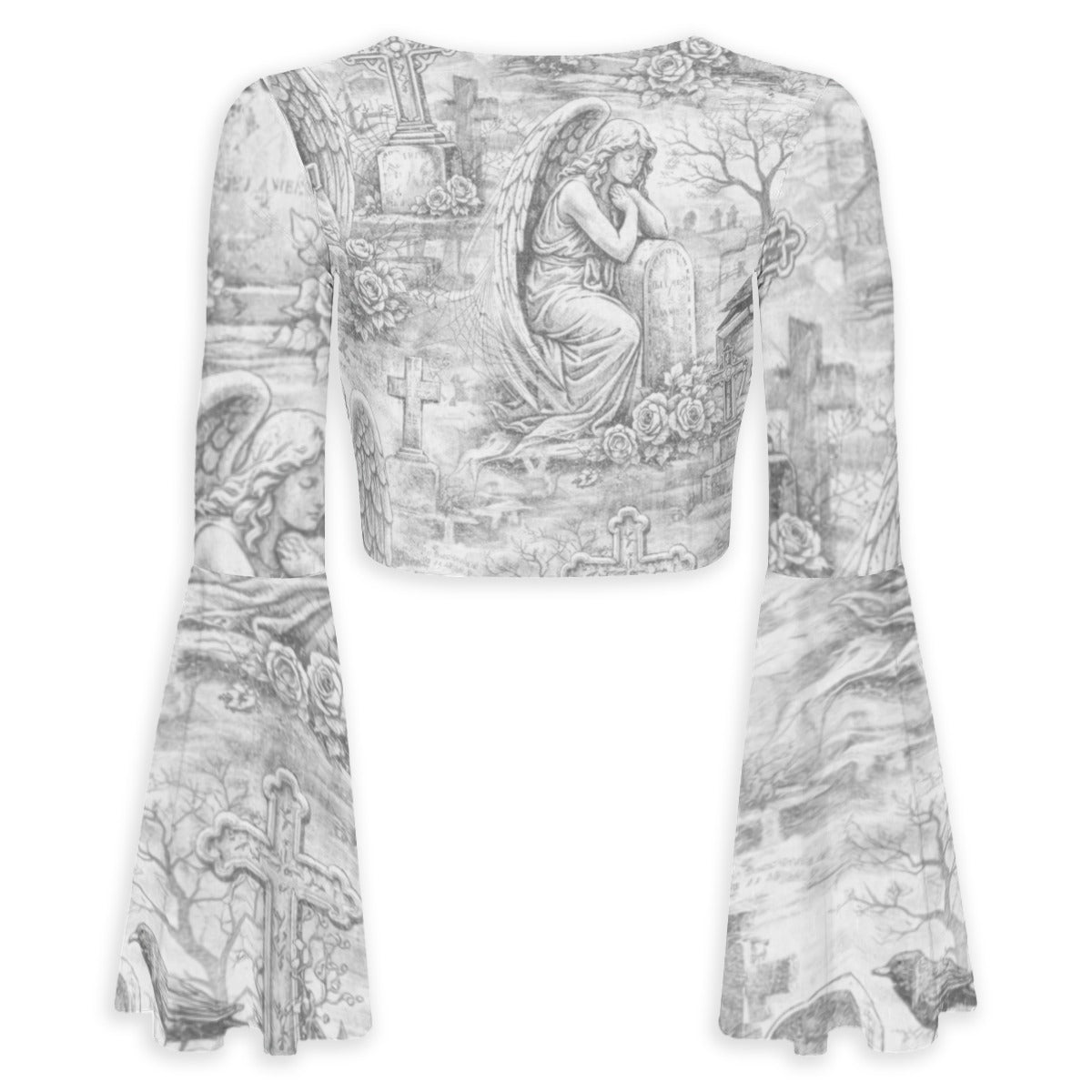 Final Rest Angels Bell Sleeve Crop Top