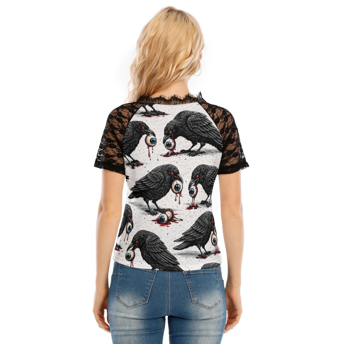 Raven Feast Lace V-Neck