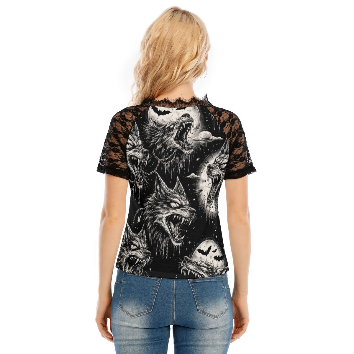 Cursed Wolves Lace V-Neck