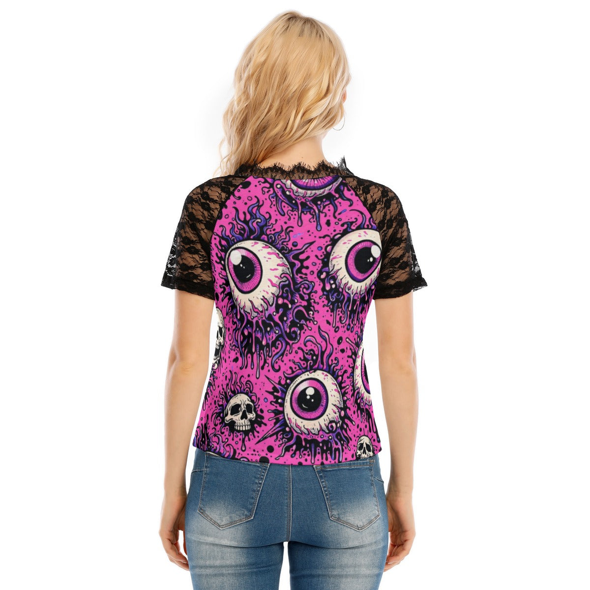 Creepshow Eyes Lace V-Neck