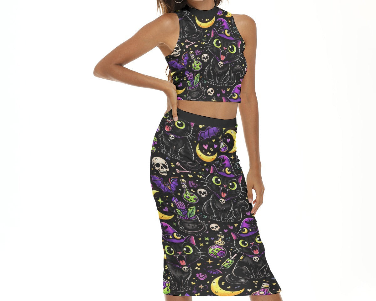 Hex Kitty Split Skirt Set