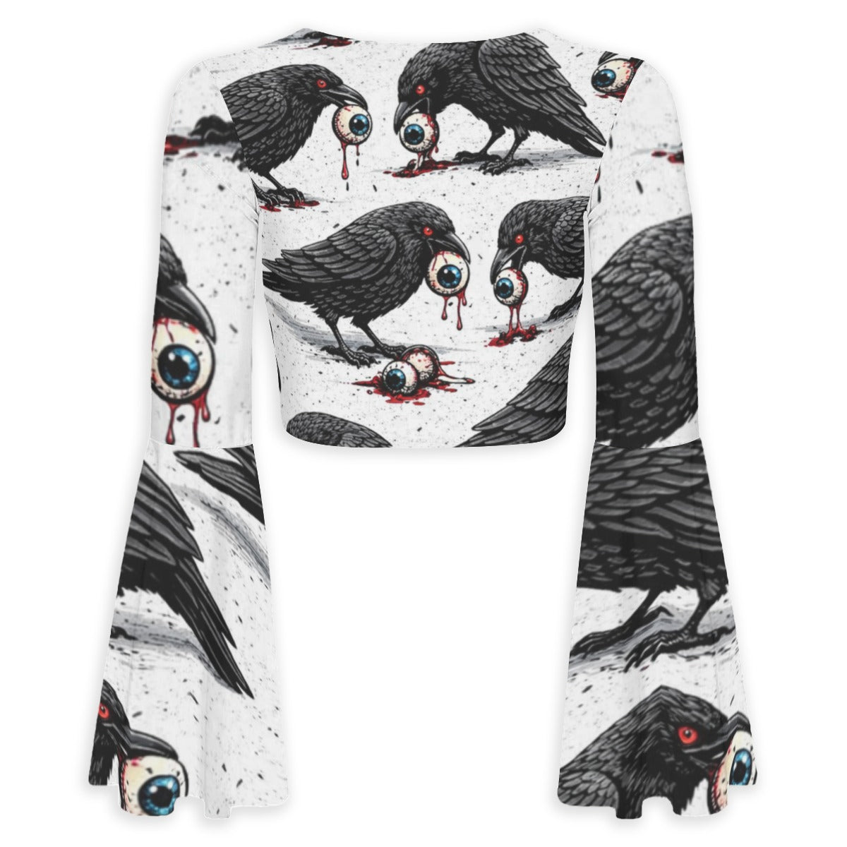 Raven Feast Bell Sleeve Crop Top