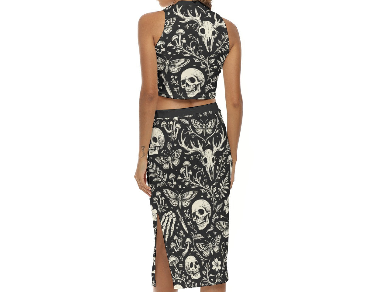 Dark Garden Split Skirt Set
