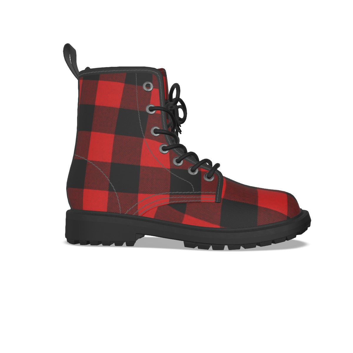 Crimson Check Gothic Combat Boots