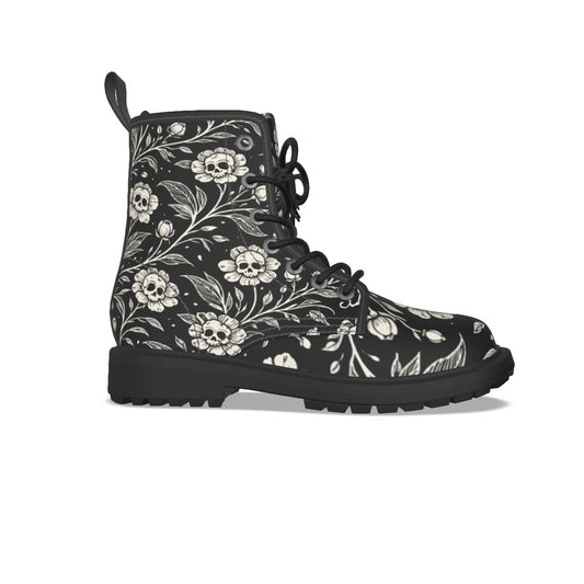 Dark Garden Skull Gothic Combat Boots
