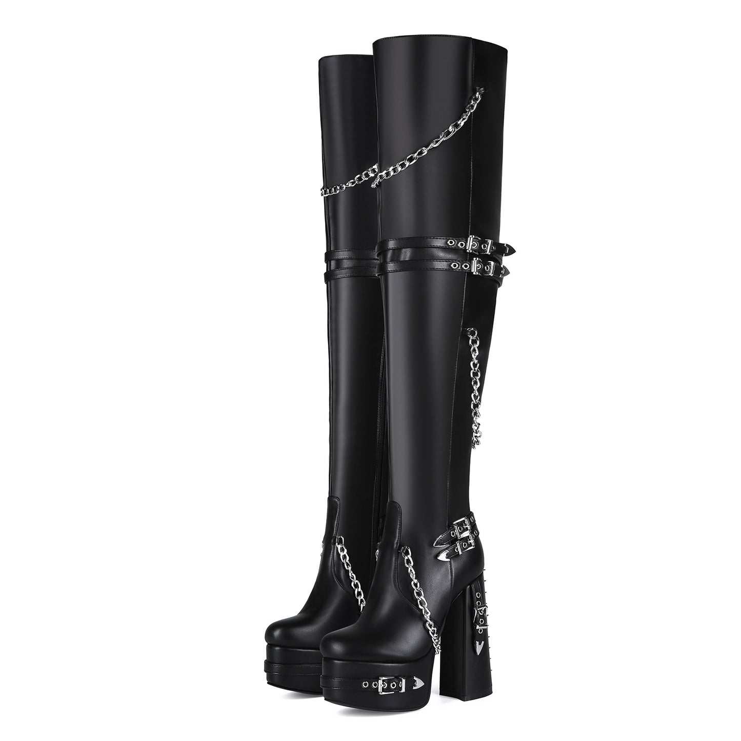 Razor Chain Thigh-High Boots