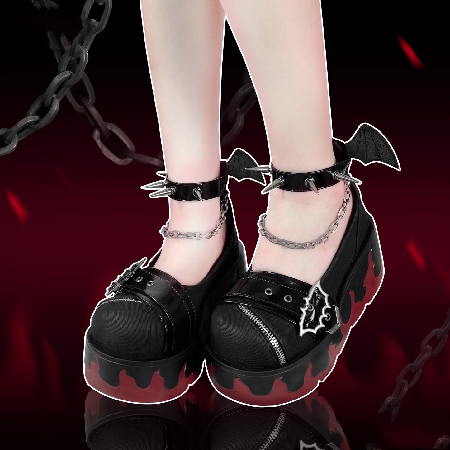 Hellfire Chain Platform Mary Janes